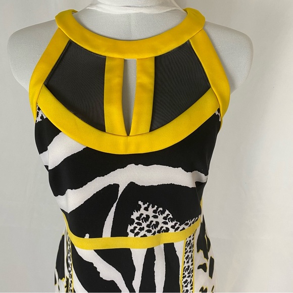 Thalia Sodi Yellow Leopard Animal Print Dress EUC Size M - Picture 3 of 8